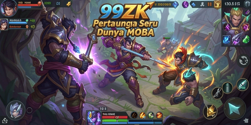 Tampilan aksi seru dalam pertarungan MOBA 99ZK.