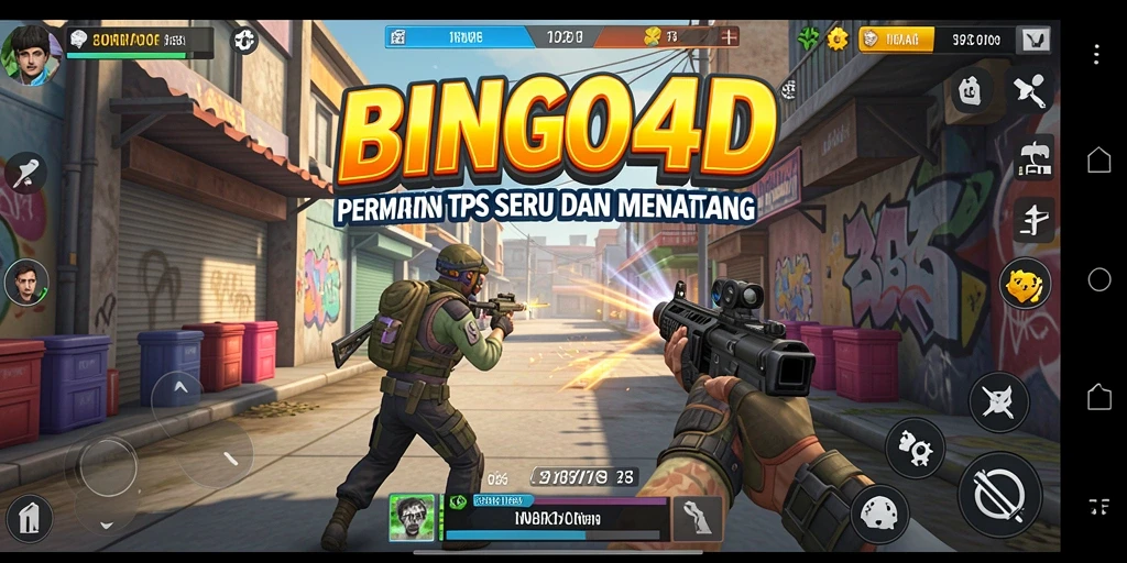 Screenshot BINGO4D menampilkan aksi seru dalam permainan TPS.