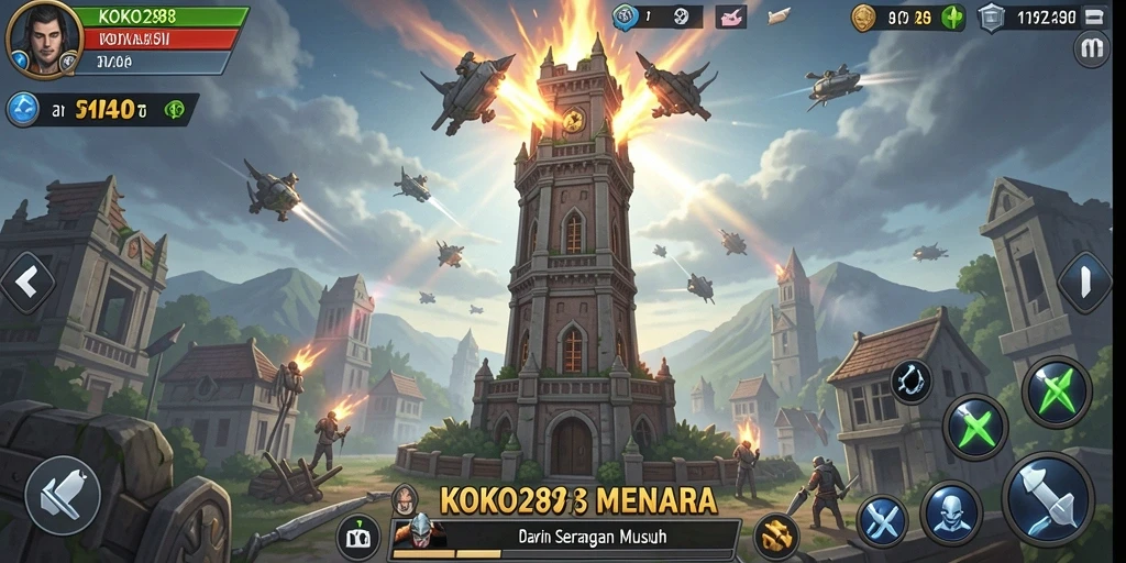 Gameplay menegangkan KOKO288 dalam pertahanan menara.
