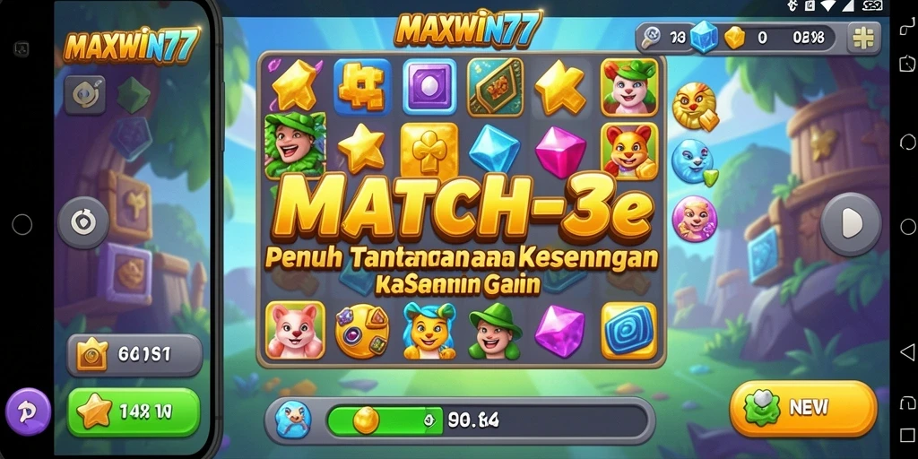 Gameplay seru dari MAXWIN77 dengan tantangan Match-3 yang menarik.