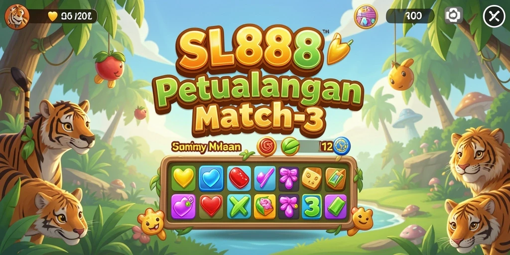 Screenshot utama SL888 menunjukkan gameplay Match-3 yang seru.